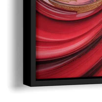 Dynamic Swirl Red Abstract - Close-Up Black Frame Canvas