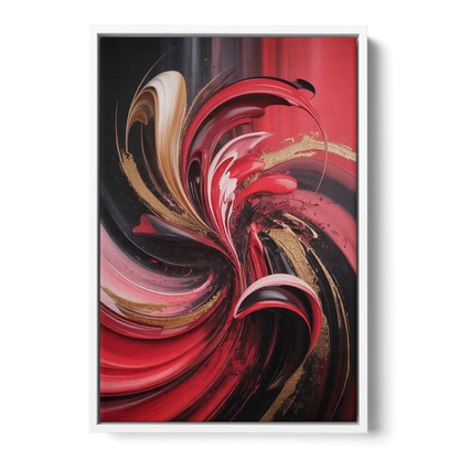 Dynamic Swirl Red Abstract - White Frame Canvas