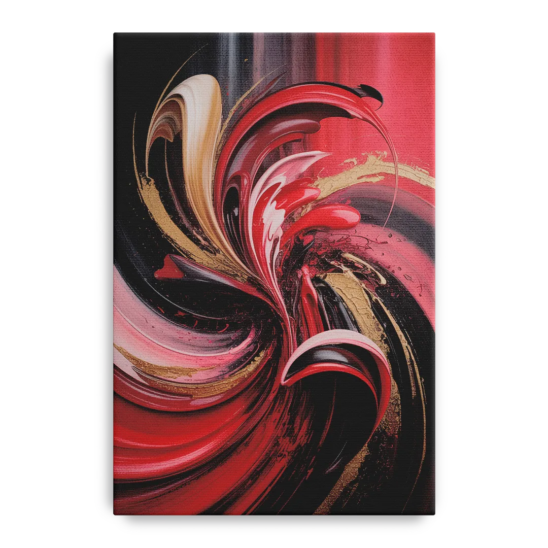 Dynamic Swirl Red Abstract Front - Canvas Wall Art