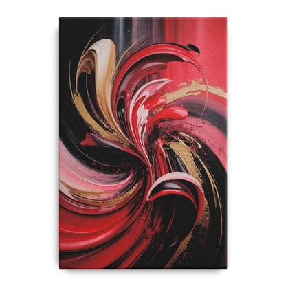 Dynamic Swirl Red Abstract Front - Canvas Wall Art