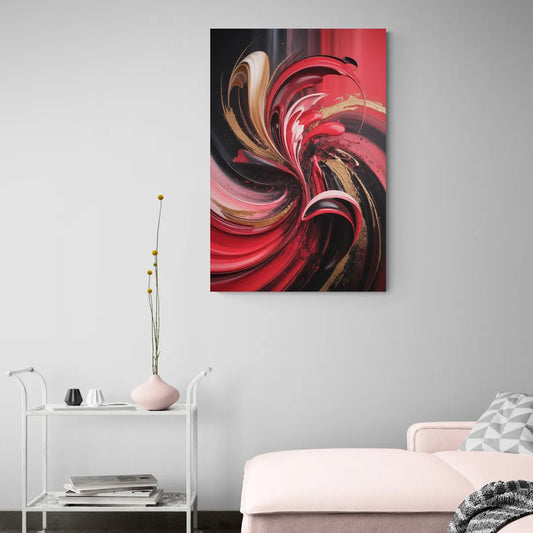 Dynamic Swirl Red Abstract - Canvas Wall Art Living Room