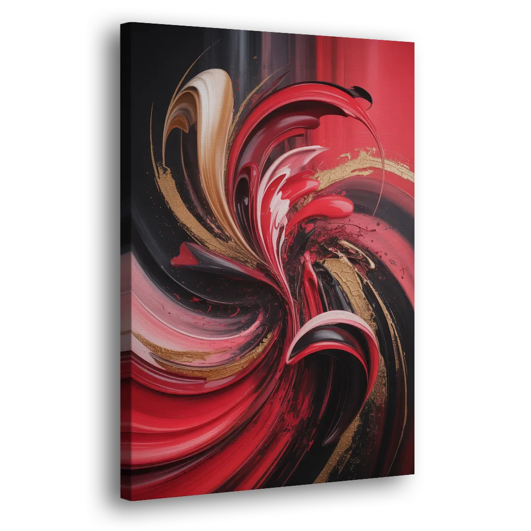 Dynamic Swirl Red Abstract Side - Canvas Wall Art
