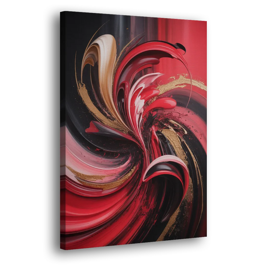 Dynamic Swirl Red Abstract Side - Canvas Wall Art