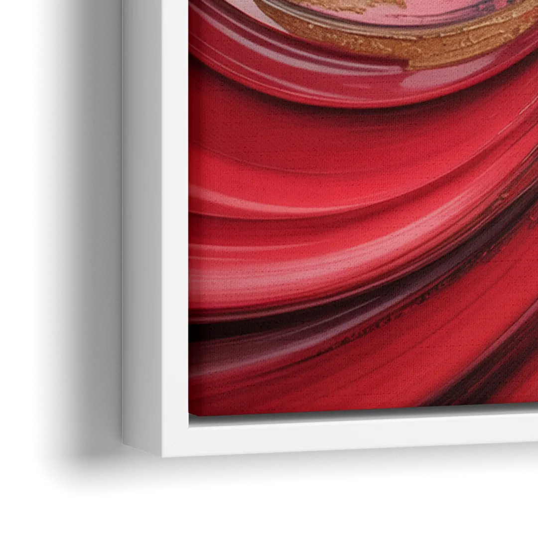 Dynamic Swirl Red Abstract - Close-Up White Frame Canvas