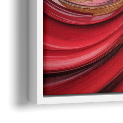 Dynamic Swirl Red Abstract - Close-Up White Frame Canvas