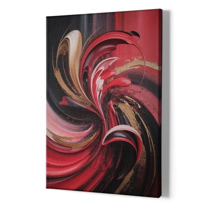 Dynamic Swirl Red Abstract - Canvas Print Art Sides