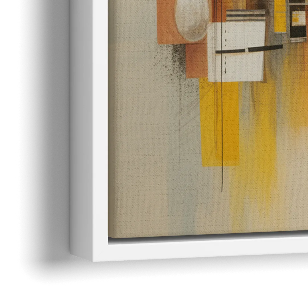 Dynamic Urban Layers Yellow Abstract - Close-Up White Frame Canvas