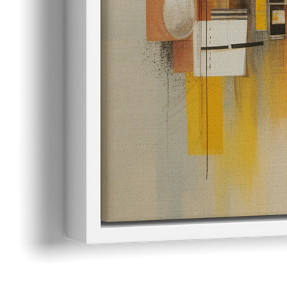 Dynamic Urban Layers Yellow Abstract - Close-Up White Frame Canvas