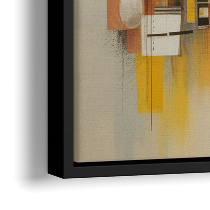 Dynamic Urban Layers Yellow Abstract - Close-Up Black Frame Canvas