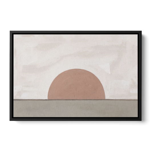 Earth Tone Abstract Art with Adobe Rose Half Sun - Black Framed Canvas Wall Art - Front