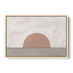 Earth Tone Abstract Art with Adobe Rose Half Sun - Oak Framed Canvas Wall Art - Front