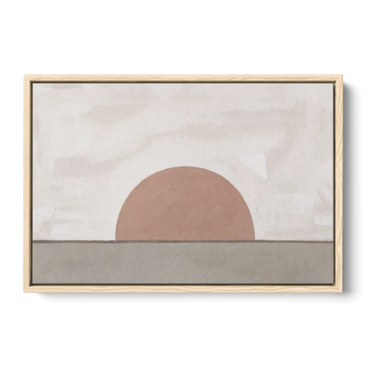Earth Tone Abstract Art with Adobe Rose Half Sun - Oak Framed Canvas Wall Art - Front
