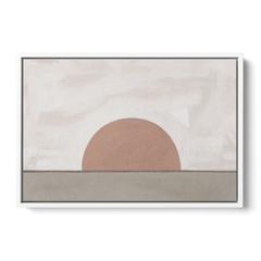 Earth Tone Abstract Art with Adobe Rose Half Sun - White Framed Canvas Wall Art - Front