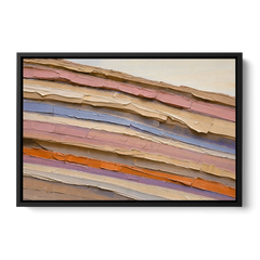 Earth Tone Abstract Eroded Canyon Strata - Black Framed Canvas Wall Art - Front