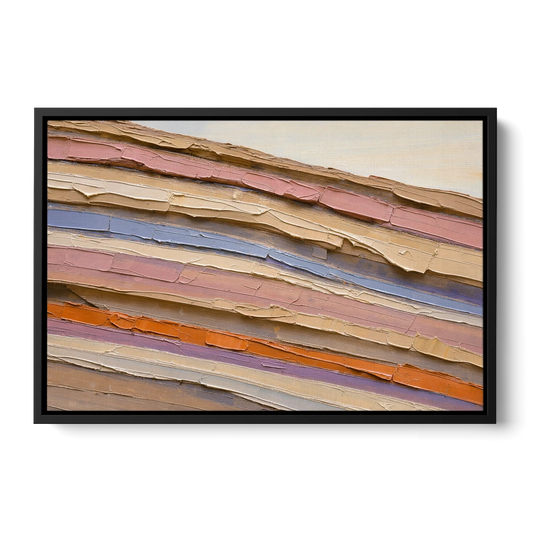 Earth Tone Abstract Eroded Canyon Strata - Black Framed Canvas Wall Art - Front