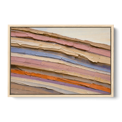 Earth Tone Abstract Eroded Canyon Strata - Oak Framed Canvas Wall Art - Front