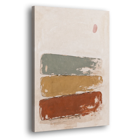 Earthy Abstract Painting with Blush Pebble - Canvas Wall Art - Side