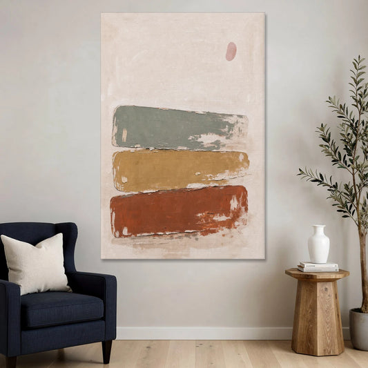 Earthy Abstract Painting with Blush Pebble - Canvas Wall Art - Sofa - 40x60