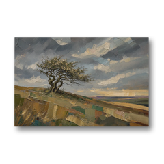 Earthy Tone Wall Art of a Windswept Hawthorn - Canvas Wall Art - Front