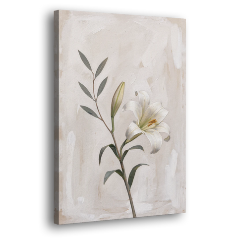 Easter Wall Decor with a Single White Lily - Canvas Wall Art - Side