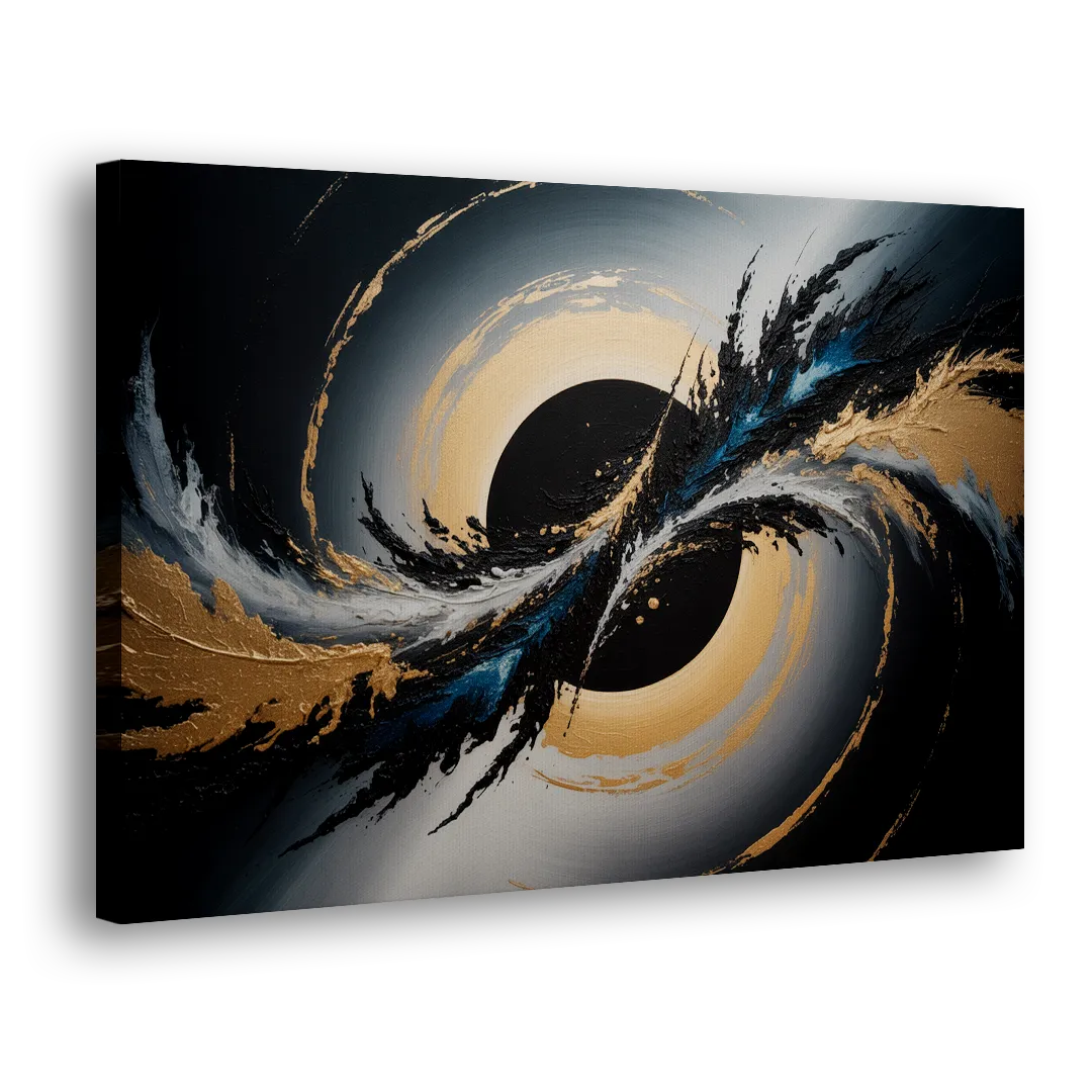 Eclipse Convergence Black Abstract Side - Canvas Wall Art