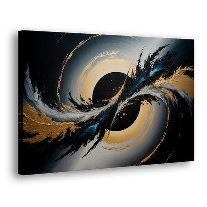 Eclipse Convergence Black Abstract Side - Canvas Wall Art