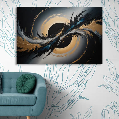 Eclipse Convergence Black Abstract Sitting Room - Canvas Wall Art