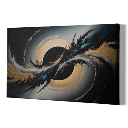Eclipse Convergence Black Abstract - Canvas Print Art Sides