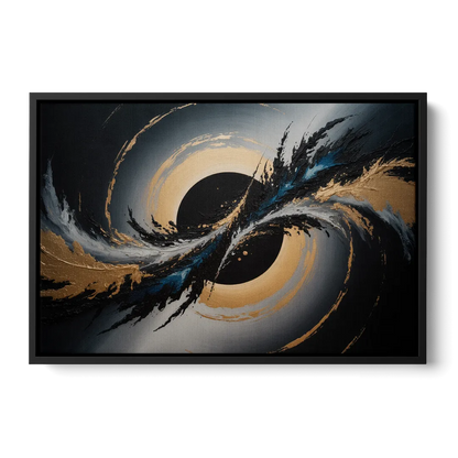 Eclipse Convergence Black Abstract Front - Black Canvas Wall Art