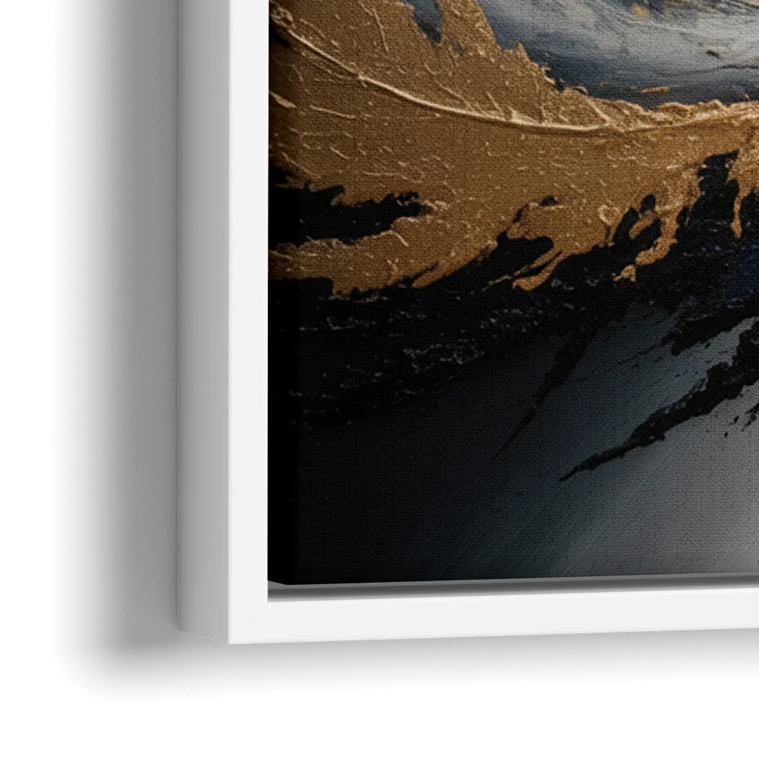 Eclipse Convergence Black Abstract - Close-Up White Frame Canvas