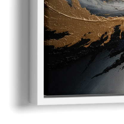 Eclipse Convergence Black Abstract - Close-Up White Frame Canvas
