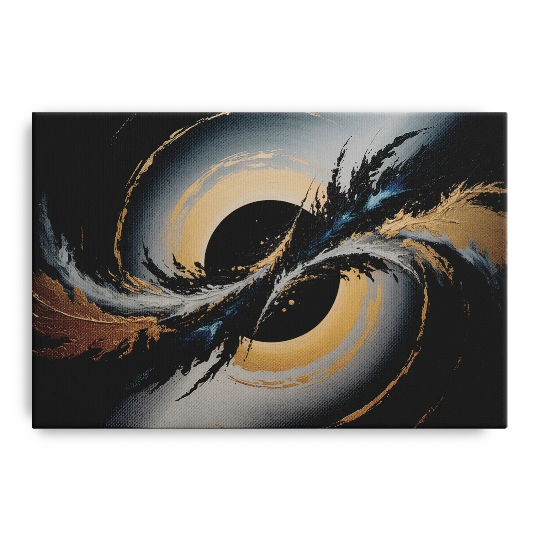 Eclipse Convergence Black Abstract Front - Canvas Wall Art