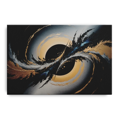 Eclipse Convergence Black Abstract Front - Canvas Wall Art