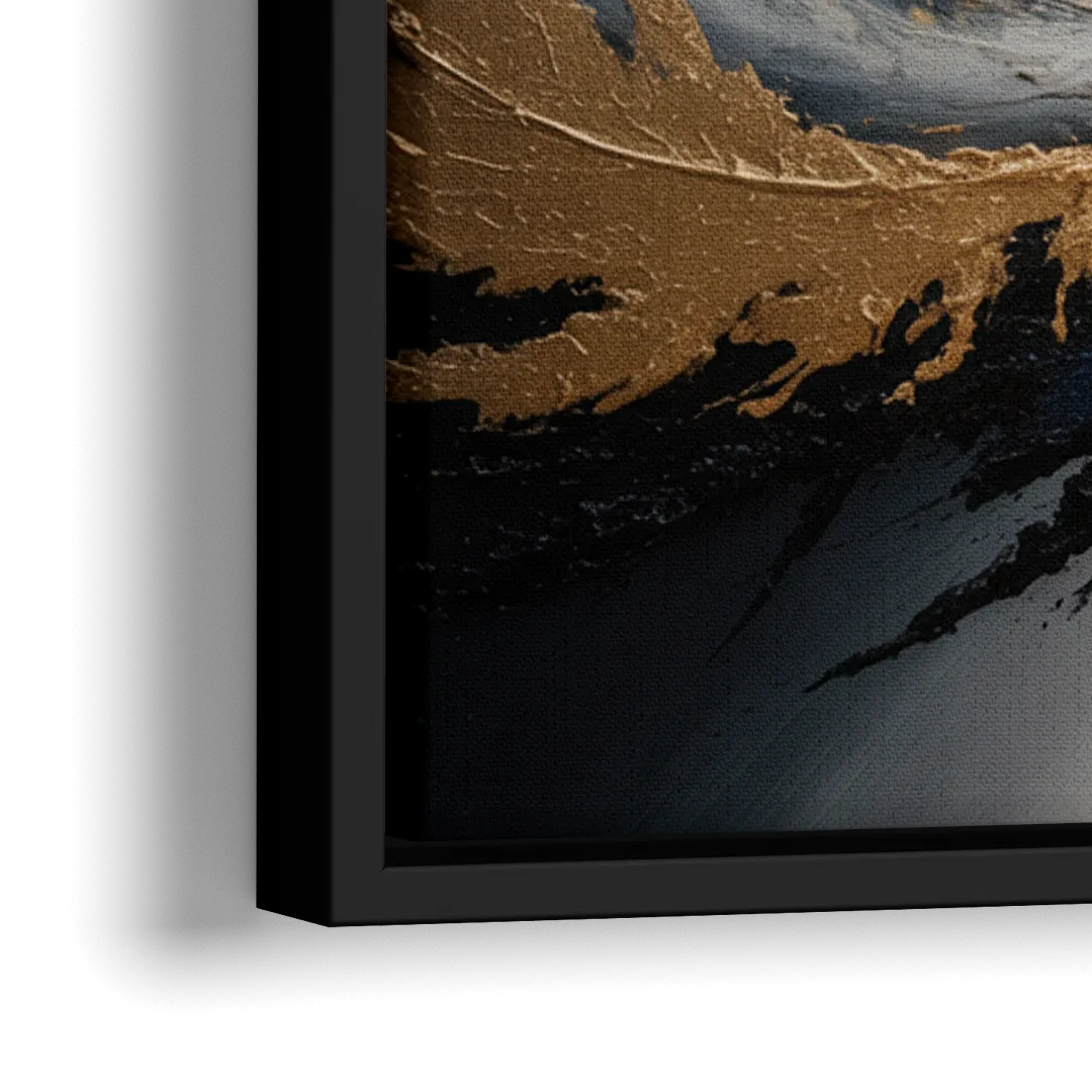 Eclipse Convergence Black Abstract - Close-Up Black Frame Canvas
