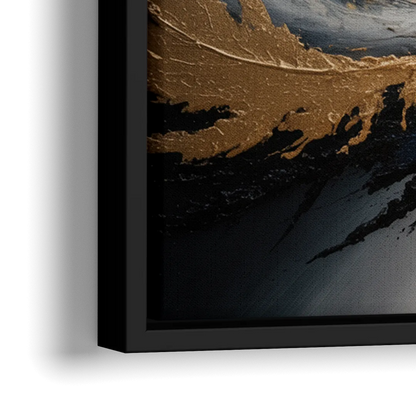 Eclipse Convergence Black Abstract - Close-Up Black Frame Canvas