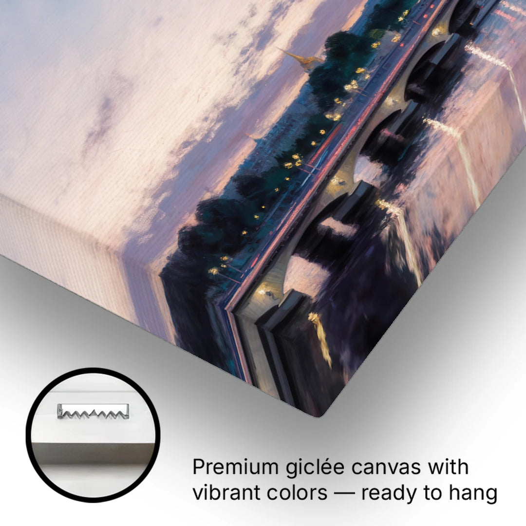 Eiffel Tower Twilight - Canvas Wall Art - Gallery Wrap Corner