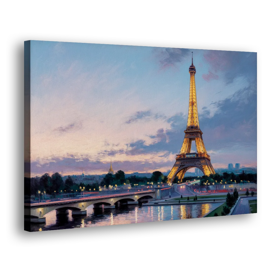 Eiffel Tower Twilight Side - Canvas Wall Art