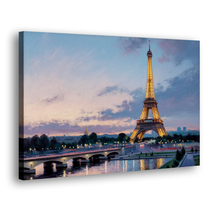 Eiffel Tower Twilight Side - Canvas Wall Art