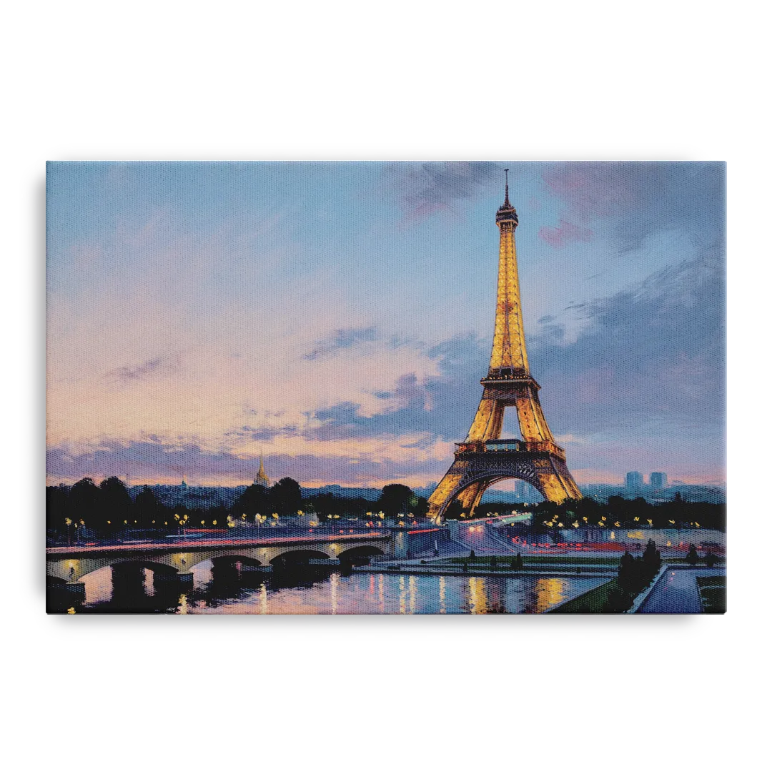 Eiffel Tower Twilight Front - Canvas Wall Art