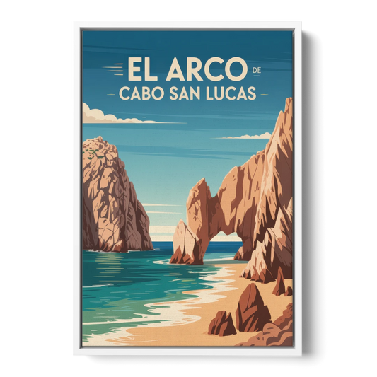 El Arco de Cabo San Lucas - White Framed Canvas Wall Art - Front