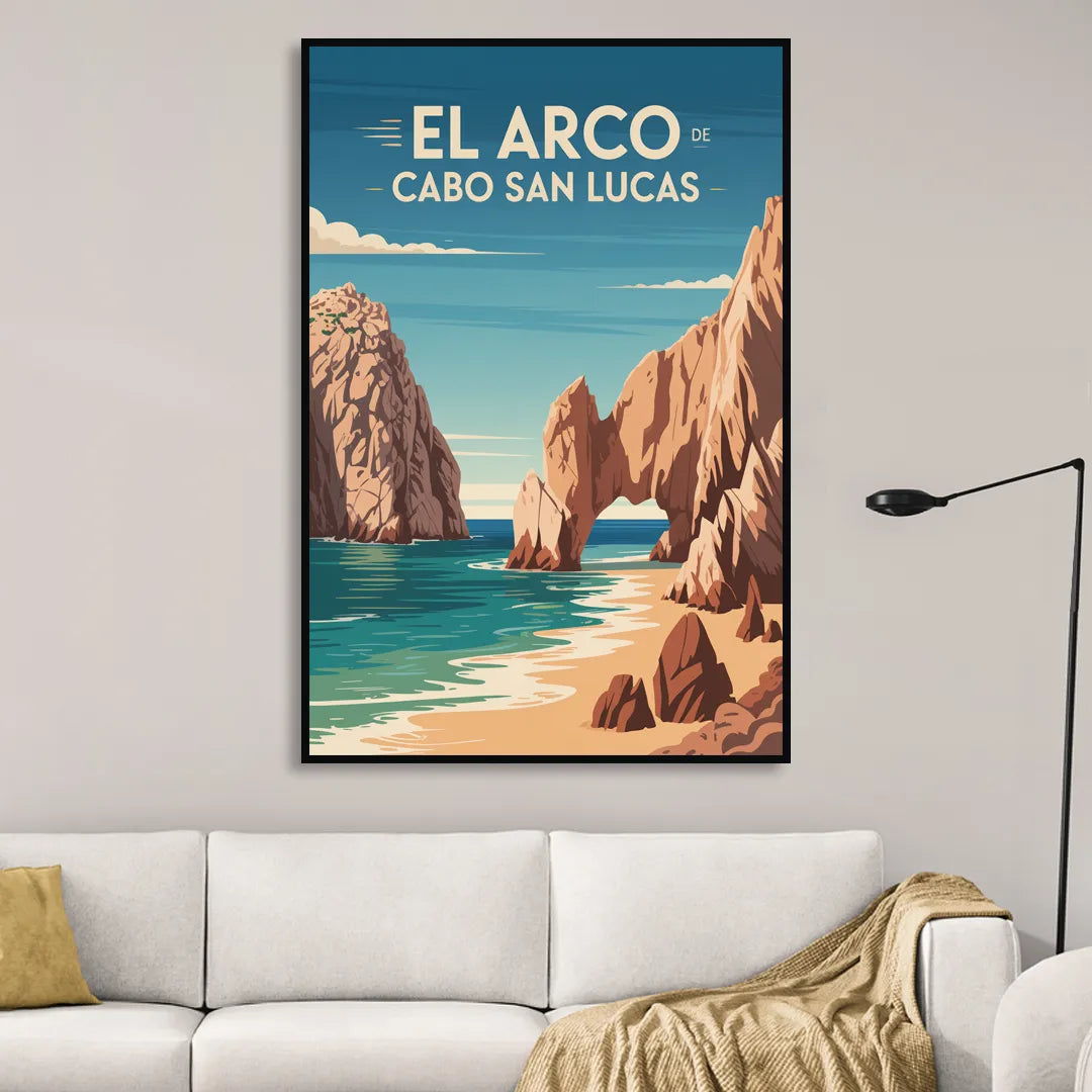El Arco de Cabo San Lucas Sitting Room - Black Canvas Wall Art