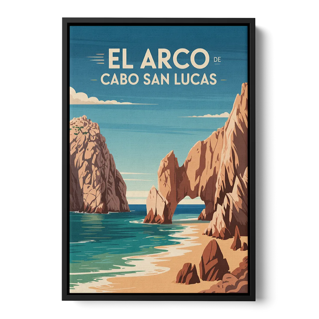 El Arco de Cabo San Lucas Front - Black Canvas Wall Art