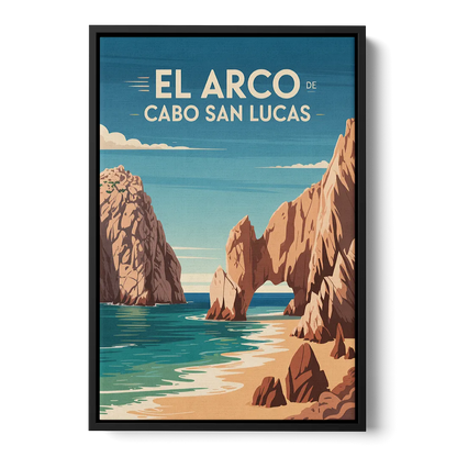 El Arco de Cabo San Lucas Front - Black Canvas Wall Art