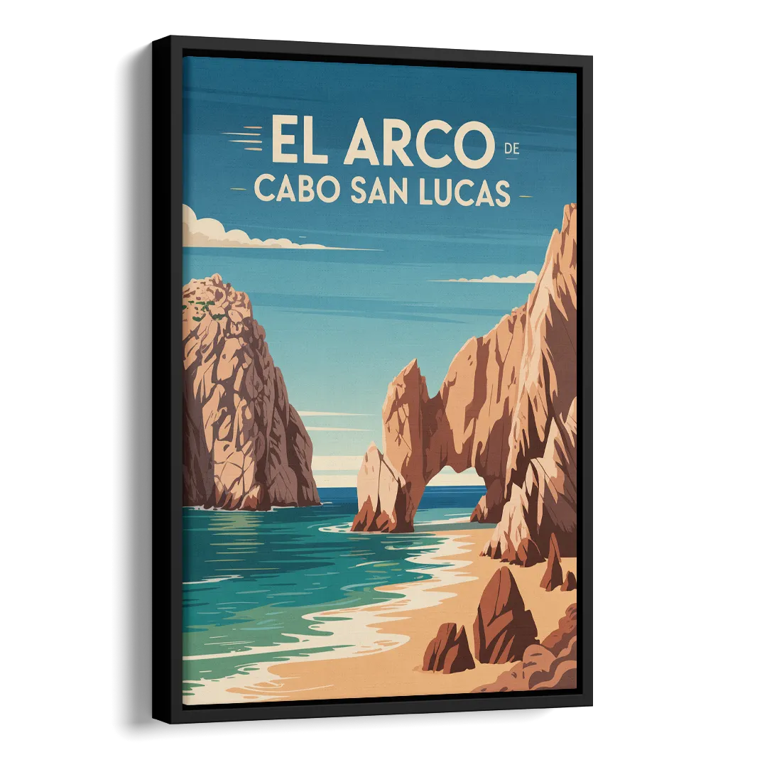 El Arco de Cabo San Lucas Side - Black Canvas Wall Art