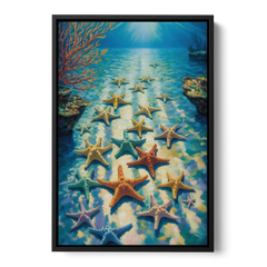 El Cielo Starfish Shallows - Black Framed Canvas Wall Art - Front