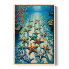 El Cielo Starfish Shallows - Oak Framed Canvas Wall Art - Front