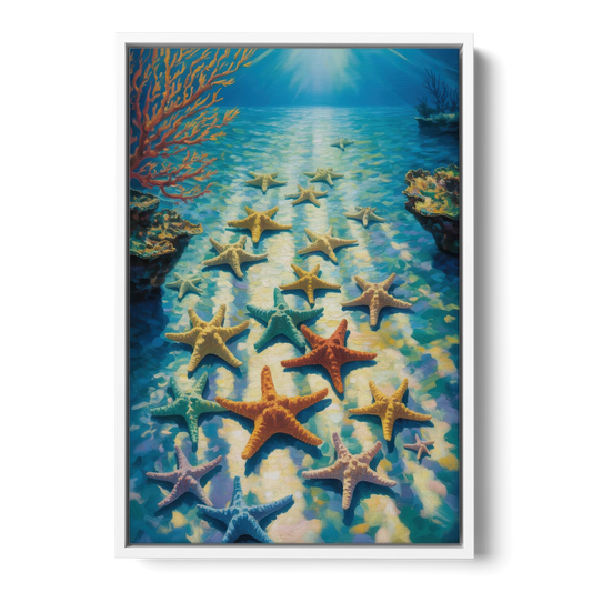 El Cielo Starfish Shallows - White Framed Canvas Wall Art - Front