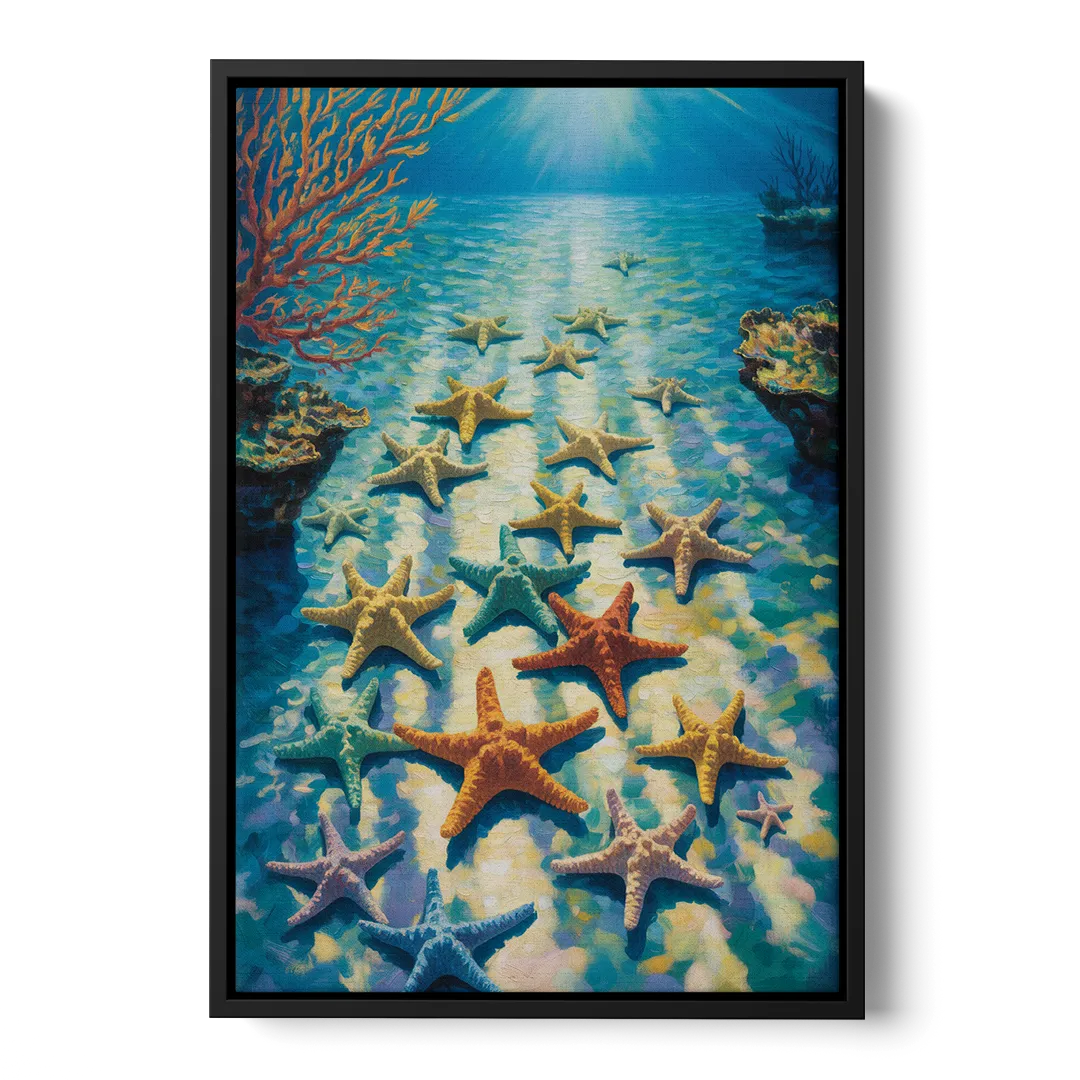 El Cielo Starfish Shallows Front - Black Canvas Wall Art