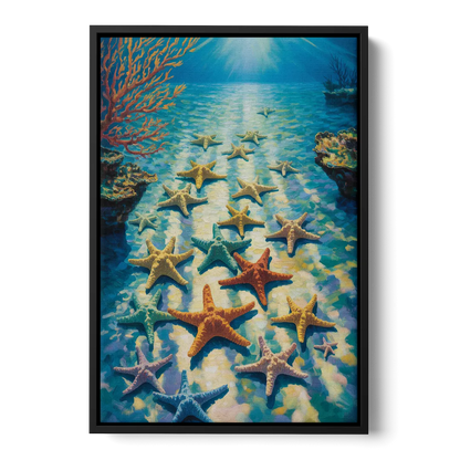 El Cielo Starfish Shallows Front - Black Canvas Wall Art