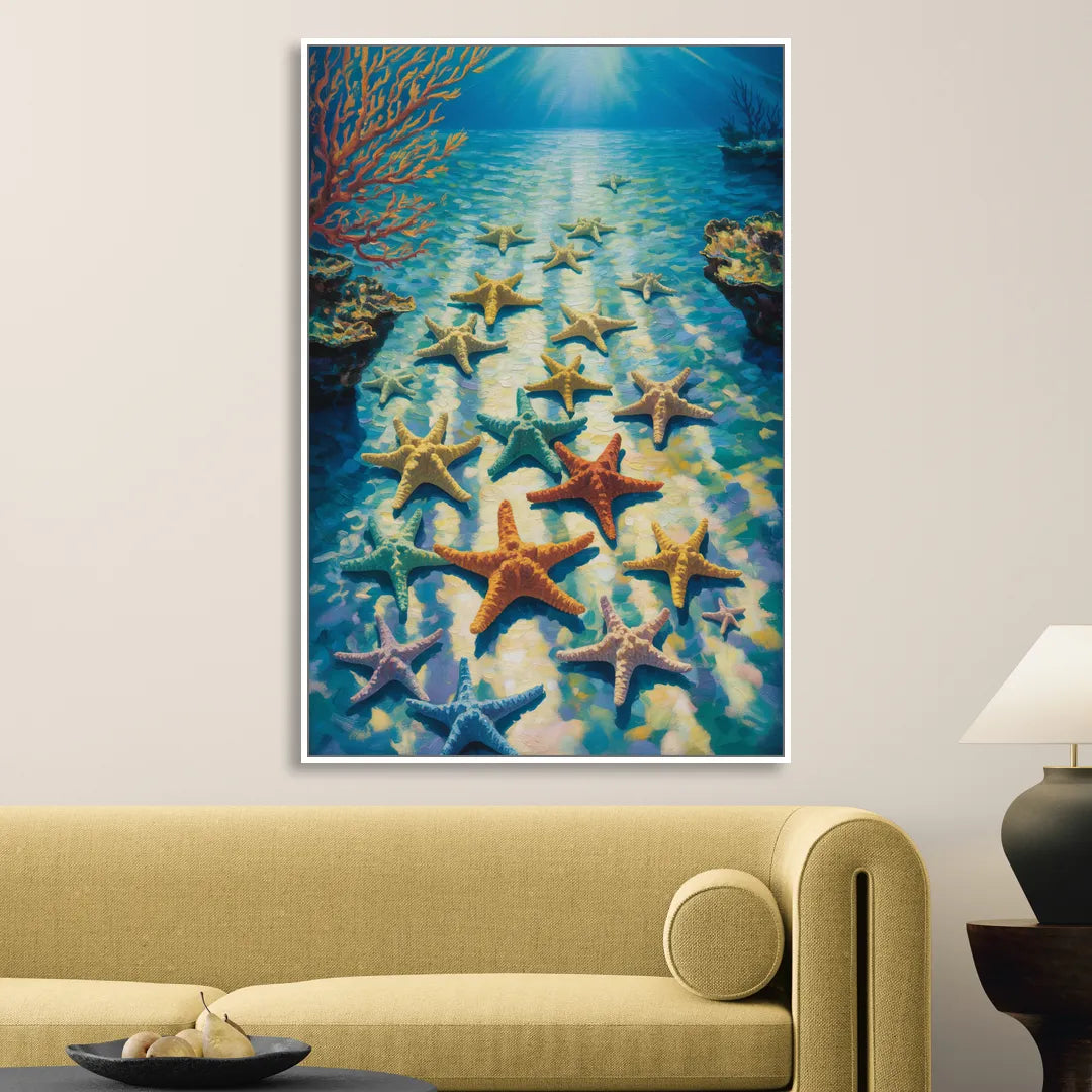 El Cielo Starfish Shallows Sitting Room - White Canvas Wall Art